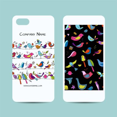 Cep telefonu kapağı tasarımı, komik kuşlar arka plan