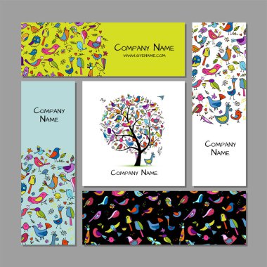 Kartvizit tasarımı, komik kuşlar arka plan