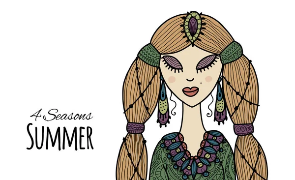 Beauté féminine, style d'été pour votre design — Image vectorielle