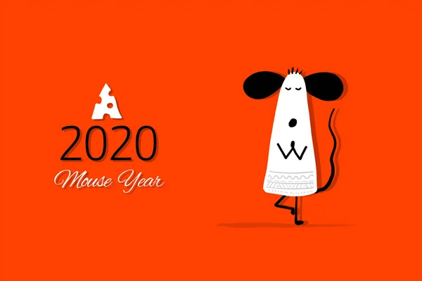 Topo divertente, simbolo dell'anno 2020. Banner per il tuo design — Vettoriale Stock