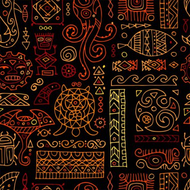 Tasarımınız için el yapımı etnik bir süs. Polinezya tarzı, kusursuz desen