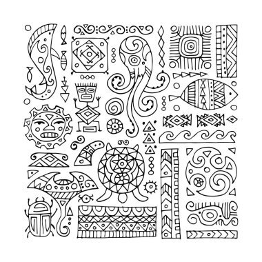 Tasarımınız için el yapımı etnik bir süs. Polinezya tarzı