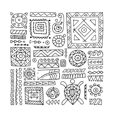 Tasarımınız için el yapımı etnik bir süs. Polinezya tarzı