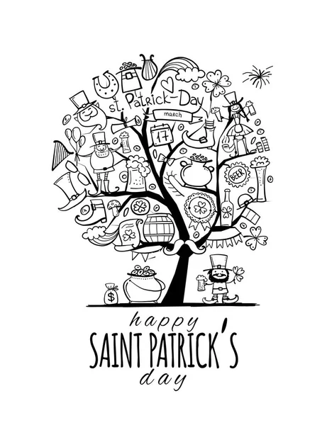 Día de San Patricio, árbol de arte. Banner de invitación para su diseño — Vector de stock