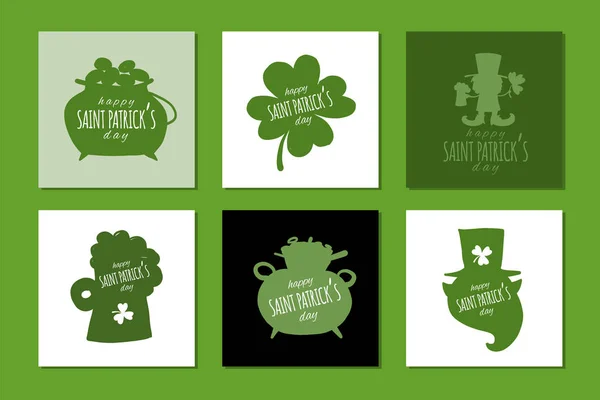 Saint Patrick Day. Greeting cards set for your design — Stock Vector