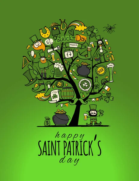 Saint Patrick, arbre d'art. Bannière d'invitation pour votre design — Image vectorielle