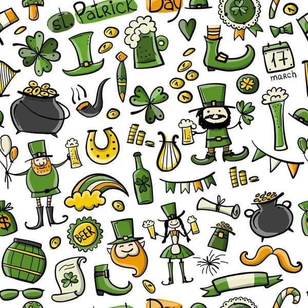 Saint Patrick Day, motif sans couture pour votre design — Image vectorielle