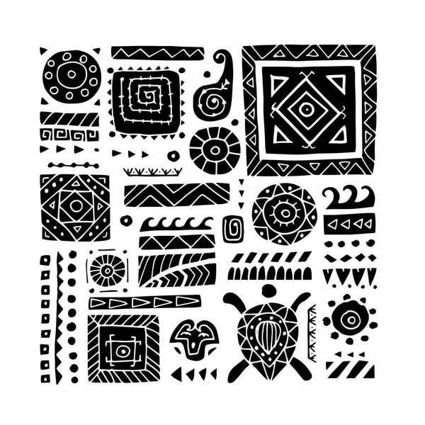 Etnikai kézzel készített dísz a design. Polinéziai stílus — Stock Vector