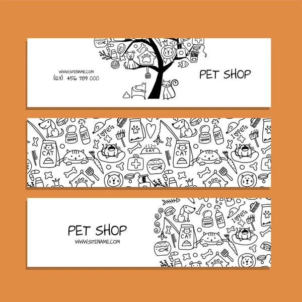 Colección tienda de mascotas, diseño de banners — Vector de stock