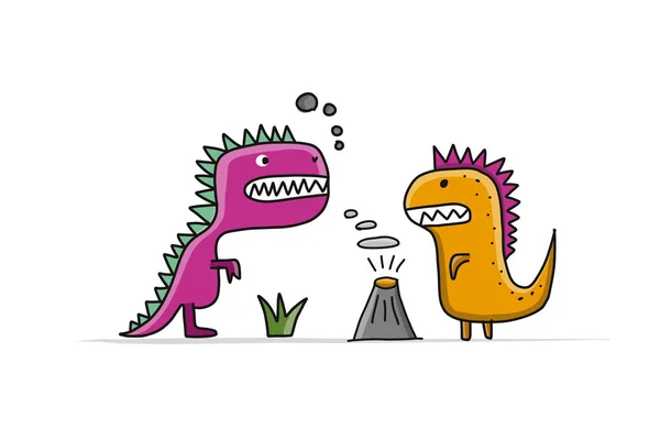 Funny dinosaurs, childish style for your design — Stock Vector