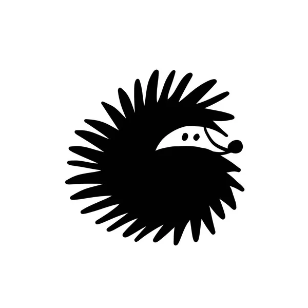 Grappige egel, zwart silhouet voor uw ontwerp — Stockvector