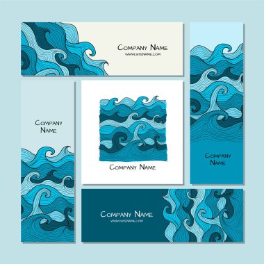 Kurumsal düz mock-up şablonu. Deniz dalgaları tasarımı