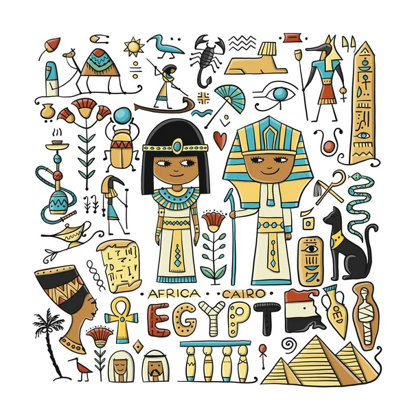 Travel to Egypt. Greeting card for your design — Stock Vector