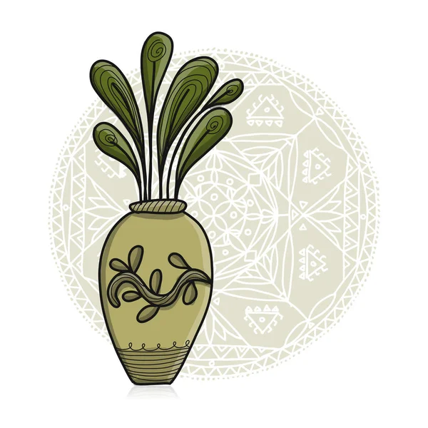 Plante en pot, style asiatique — Image vectorielle
