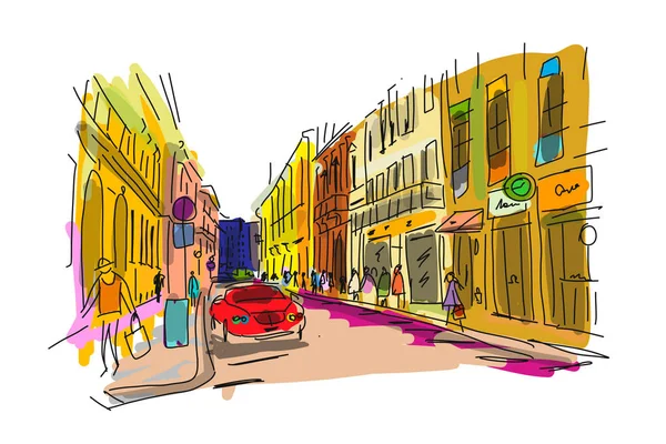 Street, croquis pour votre design — Image vectorielle