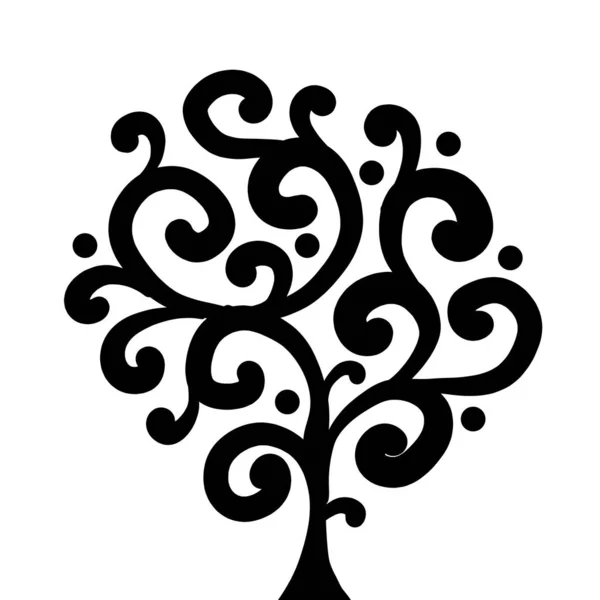 Δέντρο τέχνης, μαύρη σιλουέτα για το σχέδιό σας — Διανυσματικό Αρχείο