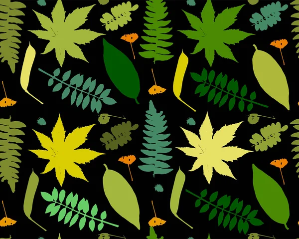 葉や植物、あなたのデザインのためのシームレスなパターン — ストックベクタ