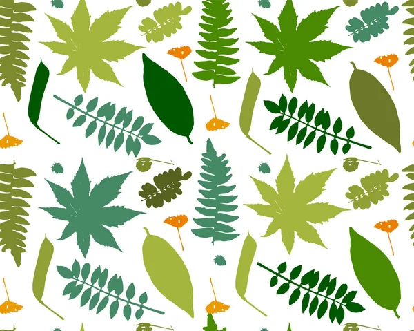 Leaves and plants, seamless pattern for your design — Stock Vector