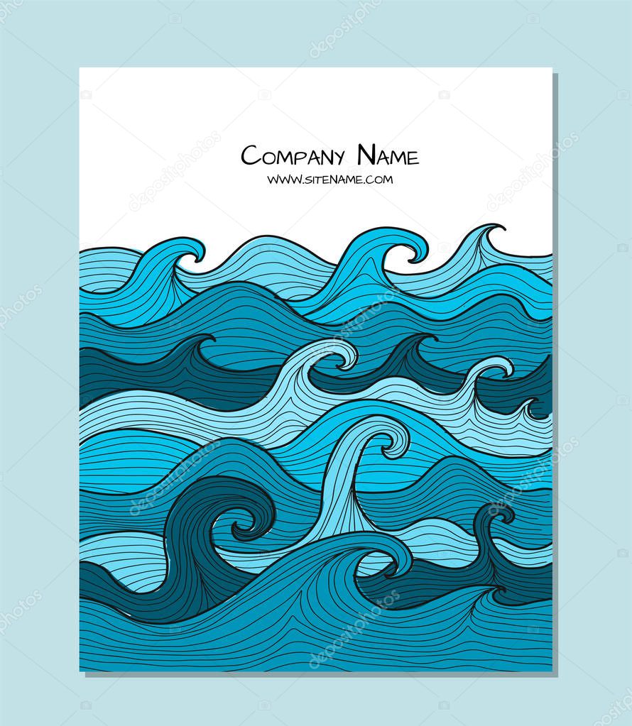 Poster design. Sea waves background