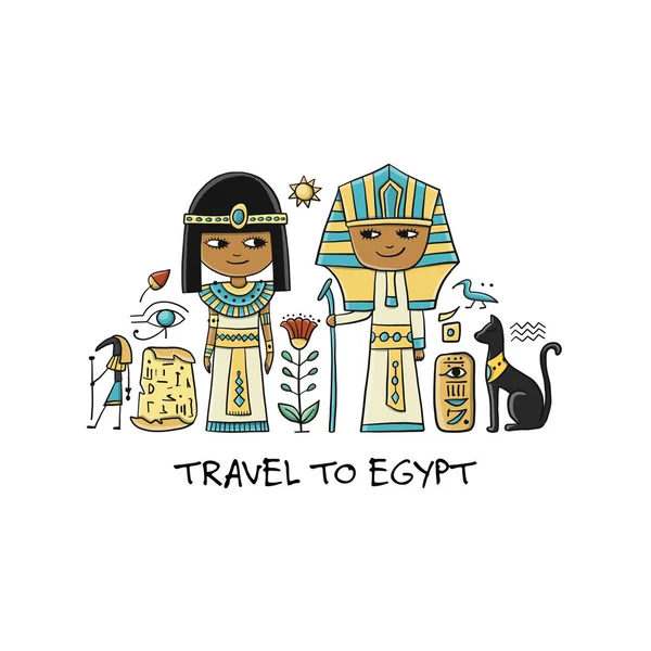 Podróż do Egiptu. Karta z pozdrowieniami do projektu — Wektor stockowy