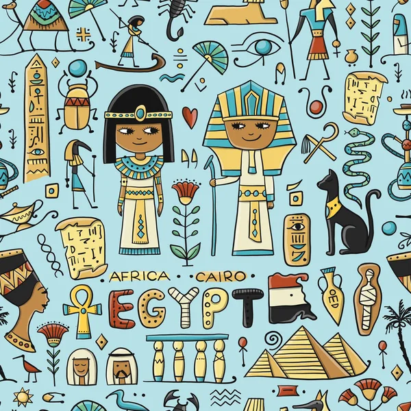 Viaggio in Egitto. Modello senza cuciture per il tuo design — Vettoriale Stock