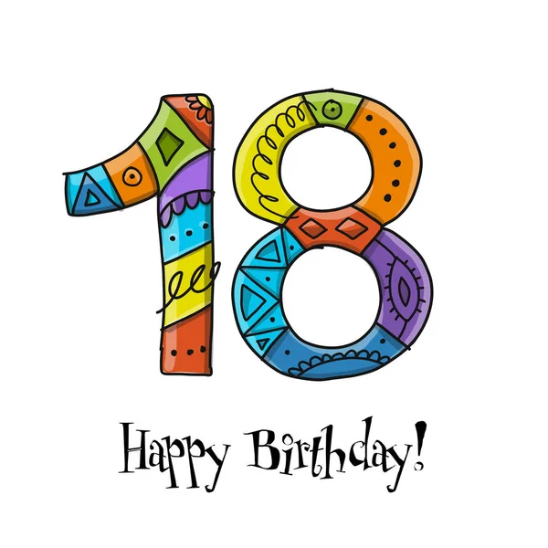 18. výročí oslavy. Šablona přání — Stockový vektor
