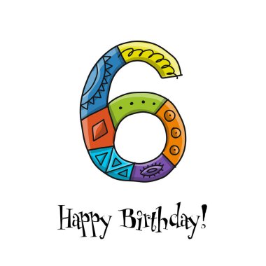 6. yıldönümü kutlaması. Tebrik kartı şablonu