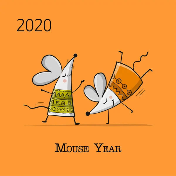 Rato engraçado, símbolo de 2020 ano. Banner para o seu design —  Vetores de Stock
