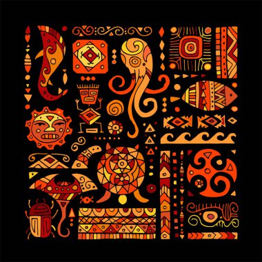 Tasarımınız için el yapımı etnik bir süs. Polinezya tarzı