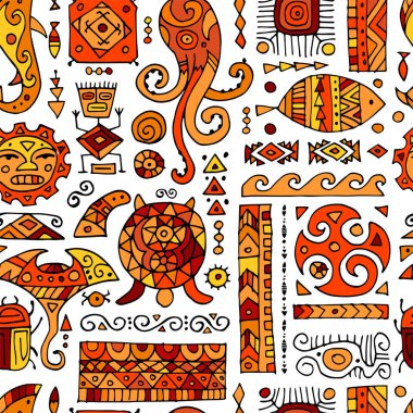 Tasarımınız için el yapımı etnik bir süs. Polinezya tarzı, kusursuz desen