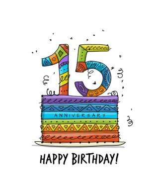 15. yıldönümü kutlaması. Tebrik kartı şablonu