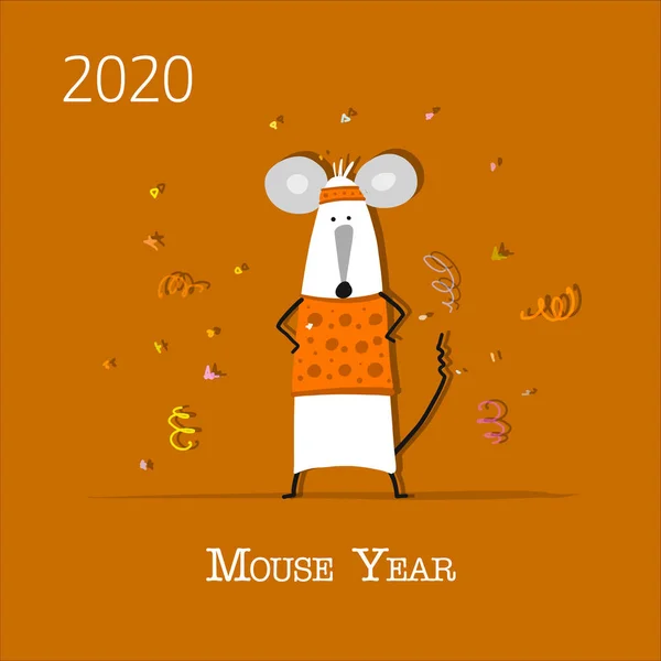 Ratón divertido, símbolo de 2020 año. Banner para su diseño — Vector de stock