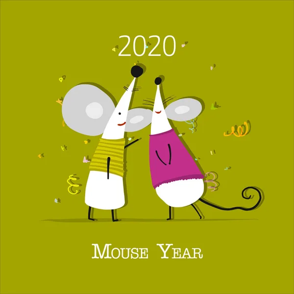 Rato engraçado, símbolo de 2020 ano. Banner para o seu design —  Vetores de Stock