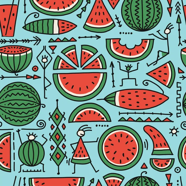 Watermelon Collection, sömlöst mönster för din design — Stock vektor