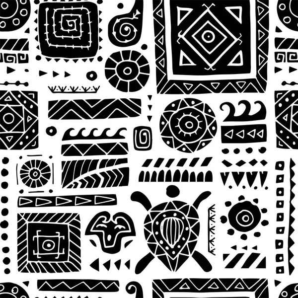 Etnische handgemaakte sieraad. Naadloos patroon voor uw ontwerp. Polynesische stijl — Stockvector