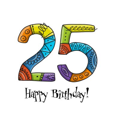 25. yıldönümü kutlaması. Tebrik kartı şablonu