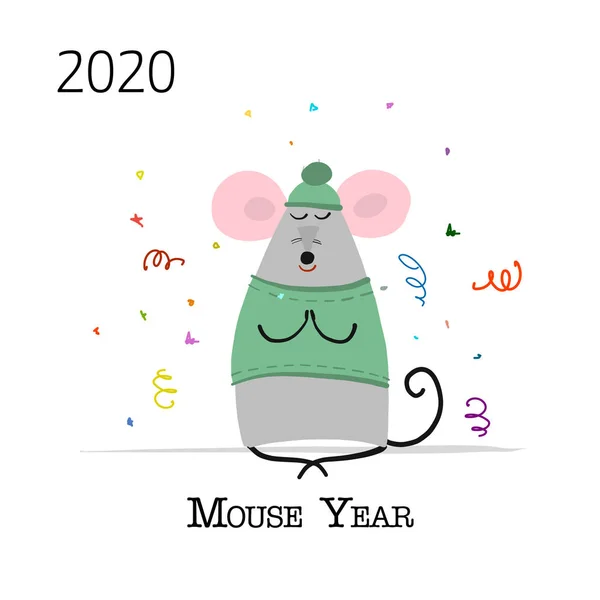 Funny mouse, symbol of 2020 year. Banner for your design — Stock Vector