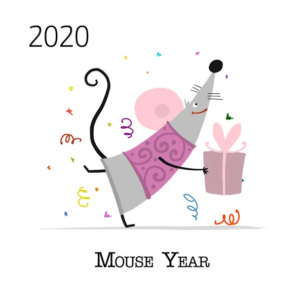 Komik fare, 2020 yılının sembolü. Tasarımınız için Banner — Stok Vektör