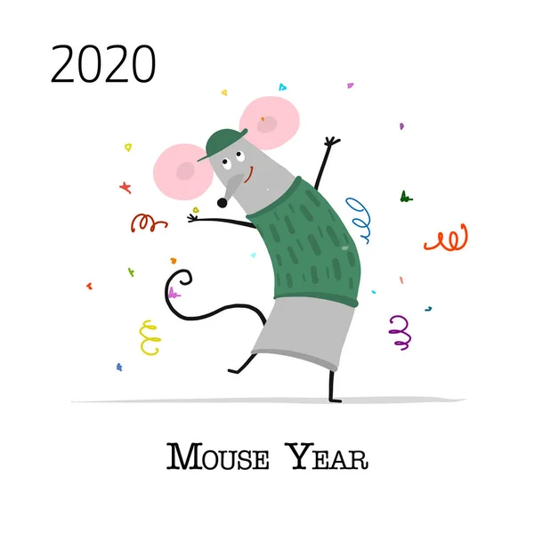 Смешная мышь, символ 2020 года. Баннер для Вашего дизайна — стоковый вектор
