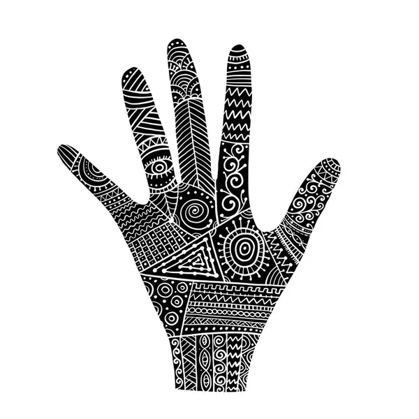 Ornate hand, boho style. Sketch for your design — Stock Vector