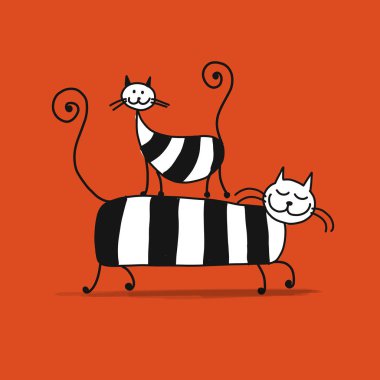 Çift çizgili kedi, tasarımınız için kroki