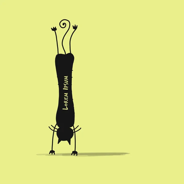 Schattige kat silhouet, schets voor uw ontwerp — Stockvector