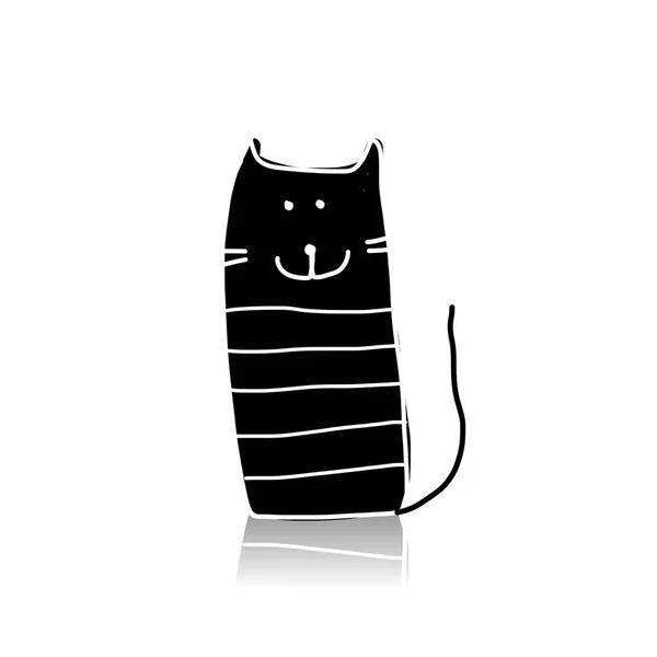 Силуэт черной кошки, эскиз для вашего дизайна — стоковый вектор