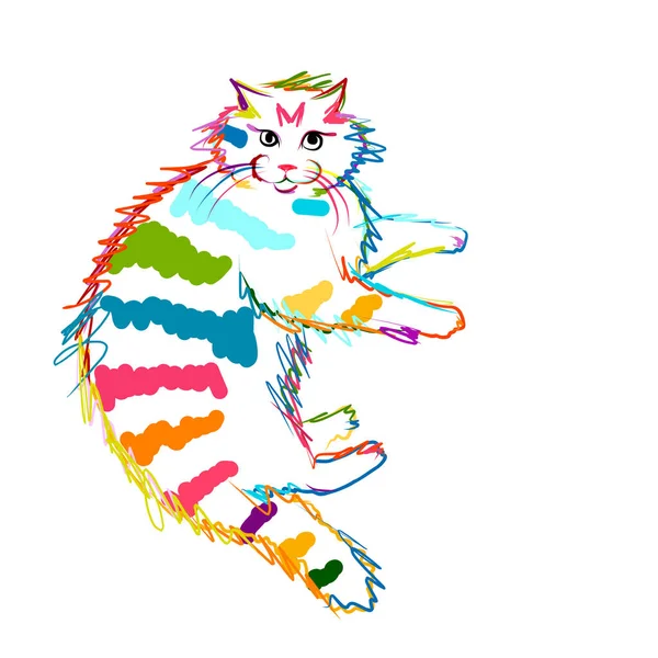 Gato colorido, boceto para tu diseño — Vector de stock