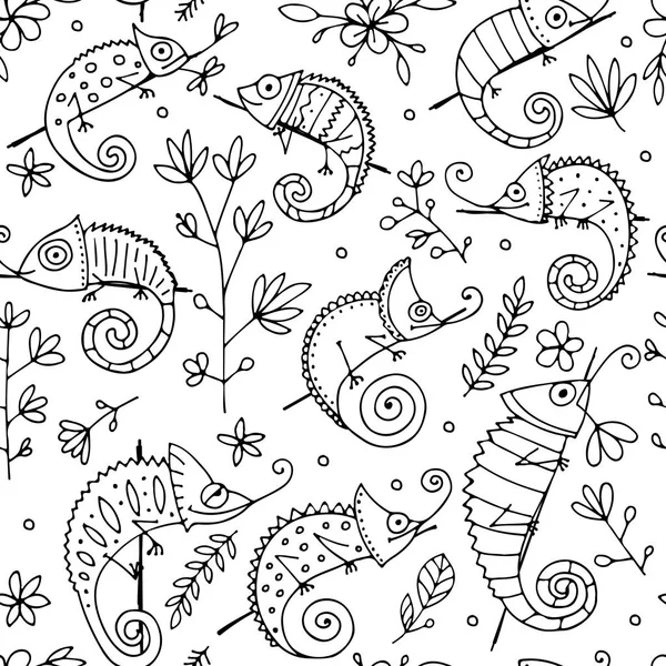 Chameleon samling, sömlösa mönster för din design — Stock vektor