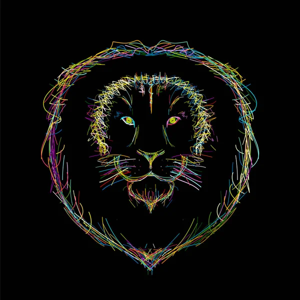 Logo visage de lion, croquis pour votre design — Image vectorielle