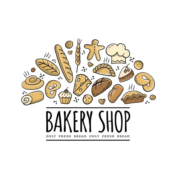 Bageri butik bakgrund, skiss för din design — Stock vektor