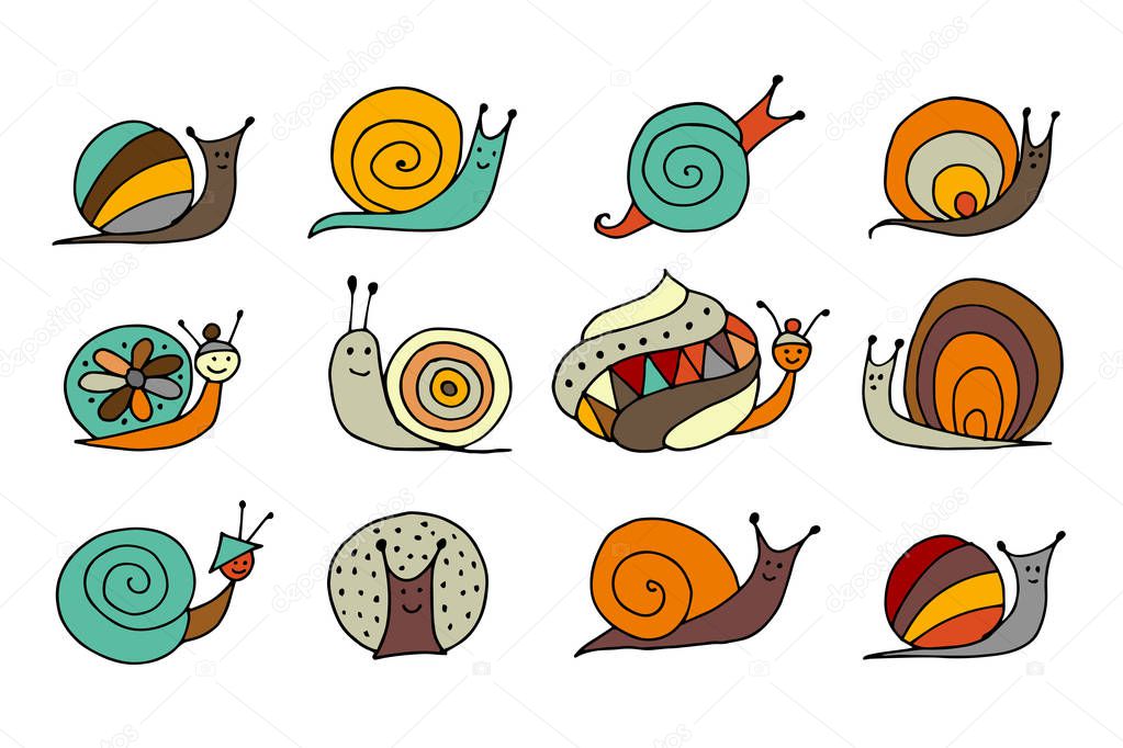 Funny snail logo for your design. Vector illustration