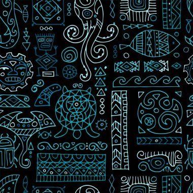 Tasarımınız için el yapımı etnik bir süs. Polinezya tarzı, kusursuz desen