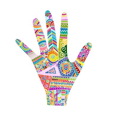 Süslü el, boho tarzı. Tasarımınız için çizim